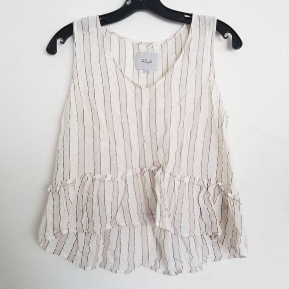 Rails Mira Costa Stripe Metallic Linen Peplum Tank - Picture 16 of 17